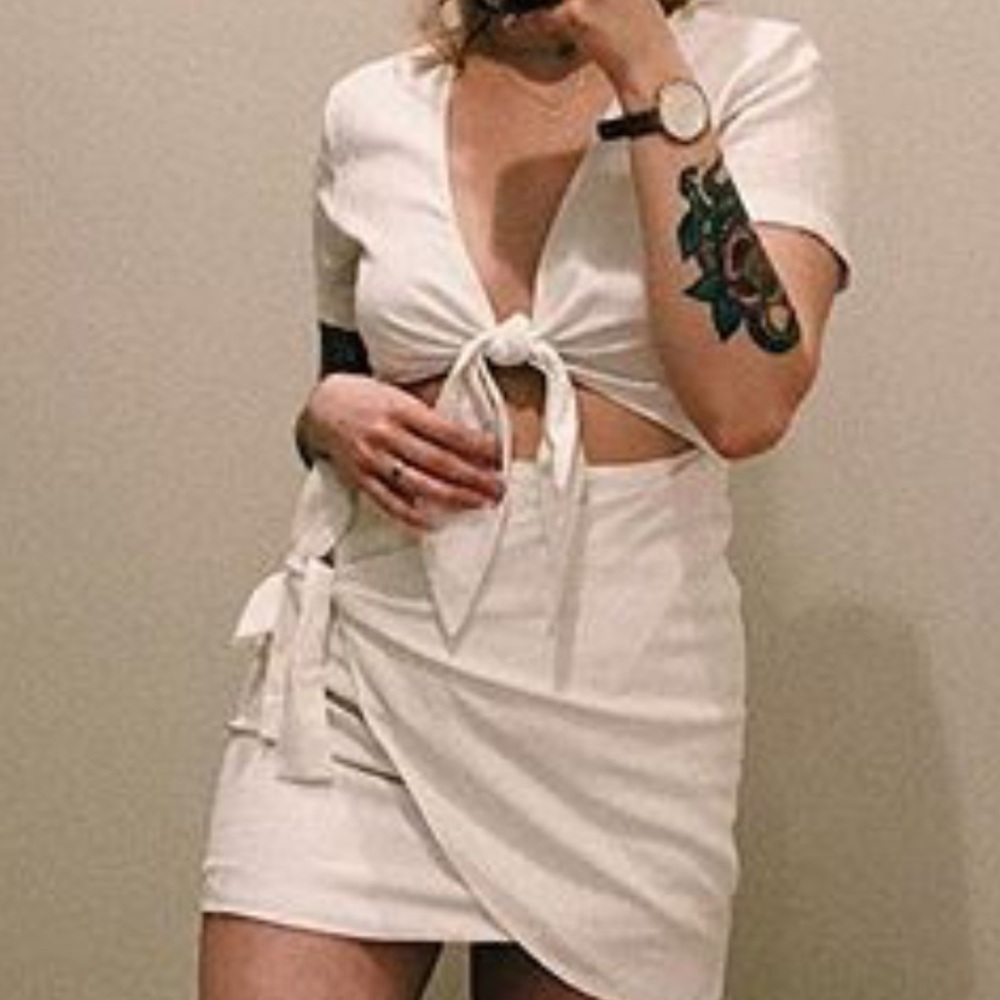 Sweet Pot Tie Front Dress